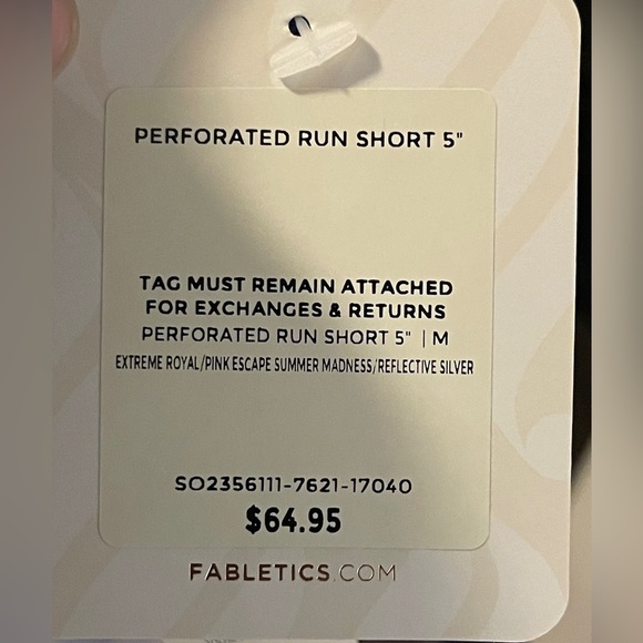NWT Fabletics Perforated Run Lined Royal Blue, Pink and Silver Shorts Size Med - Picture 10 of 11